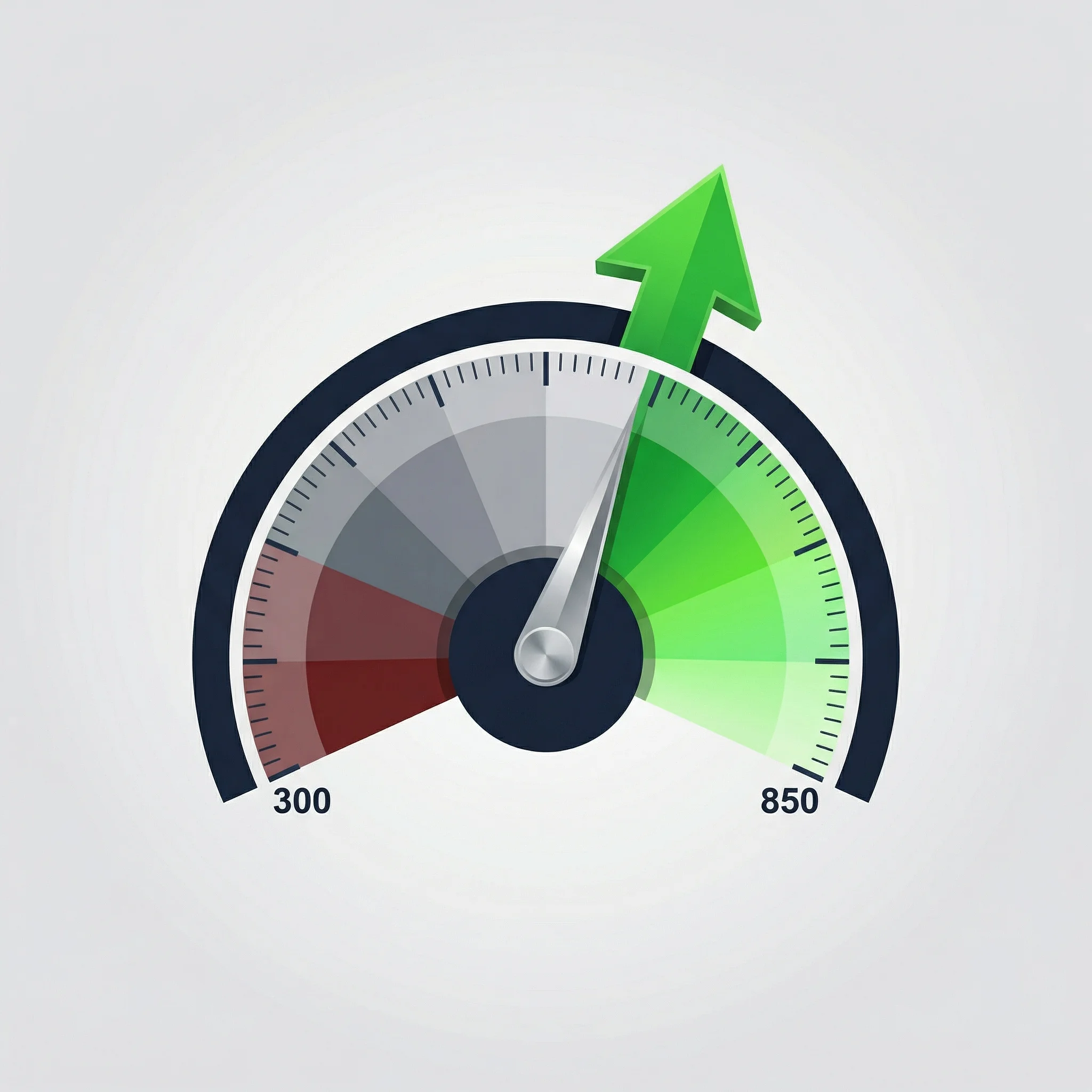Credit score gauge showing improvement from on-time auto loan payments